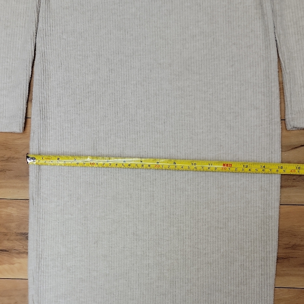 Harper Size SMALL 3/4 Sleeve Stretch Ribbed Sweater Dress In Color Baige - Picture 6 of 11